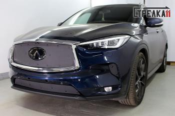 969 р. Зимняя заглушка решетки радиатора (боковые, 2 части) Стрелка11  INFINITI Qx50  J55 (2017-2022) (черная)  с доставкой в г. Таганрог. Увеличить фотографию 1