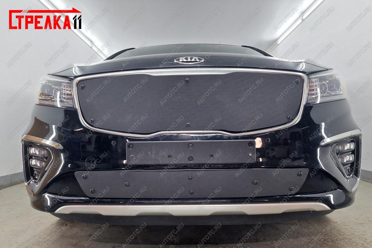 1 199 р. Зимняя заглушка решетки радиатора (низ) Стрелка11  KIA Carnival  YP (2018-2020) минивэн рестайлинг (черная)  с доставкой в г. Таганрог