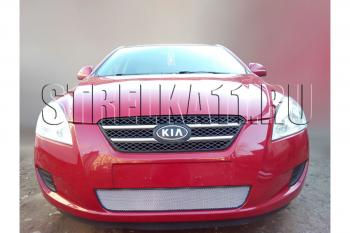 799 р. Зимняя заглушка решетки радиатора Стрелка11  KIA Ceed  1 ED (2006-2010) дорестайлинг универсал, дорестайлинг, хэтчбэк 5 дв. (черная)  с доставкой в г. Таганрог. Увеличить фотографию 2