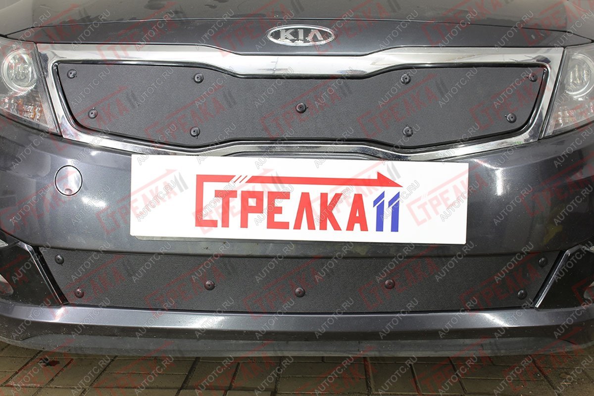 799 р. Зимняя заглушка решетки радиатора (низ) Стрелка11  KIA Optima  3 TF (2010-2013) дорестайлинг седан (черная)  с доставкой в г. Таганрог