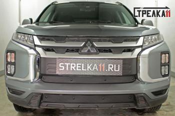 Зимняя заглушка решетки радиатора (низ) Стрелка11 Mitsubishi ASX 3-ий рестайлинг (2019-2024)  (черная)