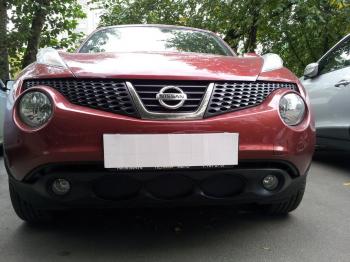 799 р. Зимняя заглушка решетки радиатора Стрелка11  Nissan Juke  1 YF15 (2010-2014) дорестайлинг (черная)  с доставкой в г. Таганрог. Увеличить фотографию 2