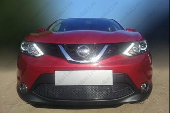 799 р. Зимняя заглушка решетки радиатора Стрелка11  Nissan Qashqai  2 (2013-2019) J11 дорестайлинг (черная)  с доставкой в г. Таганрог. Увеличить фотографию 2