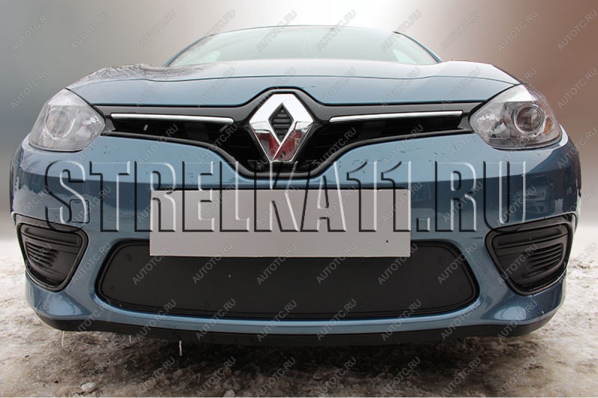 799 р. Зимняя заглушка решетки радиатора (верх, 2 детали) Стрелка11  Renault Fluence (2012-2016) рестайлинг (черная)  с доставкой в г. Таганрог