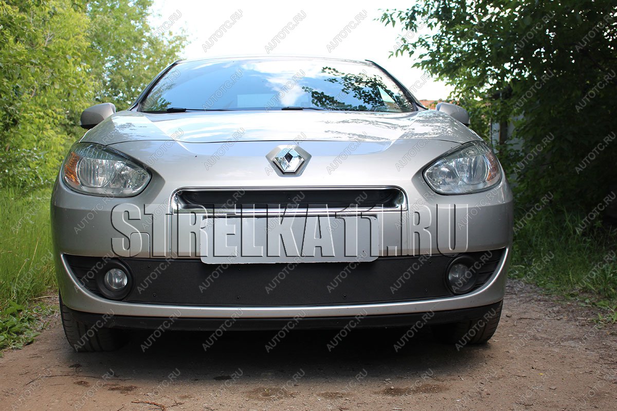 799 р. Зимняя заглушка решетки радиатора (низ) Стрелка11  Renault Fluence (2010-2012) дорестайлинг (черная)  с доставкой в г. Таганрог