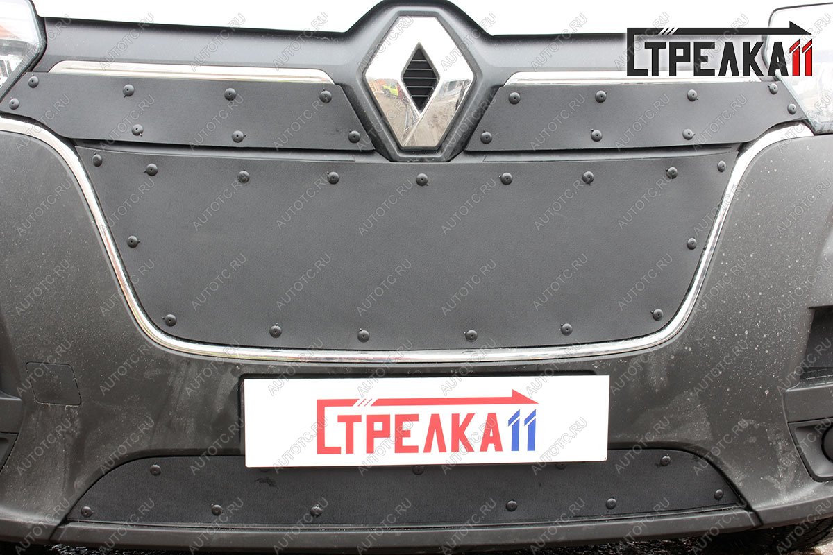 799 р. Зимняя заглушка решетки радиатора (низ) Стрелка11  Renault Master  FV,JV (2019-2024) фургон 2-ой рестайлинг (черная)  с доставкой в г. Таганрог