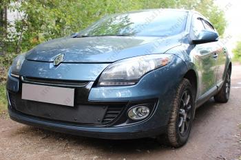 799 р. Зимняя заглушка решетки радиатора (низ) Стрелка11  Renault Megane  купе 3 дв. (2012-2014) 1-ый рестайлинг (черная)  с доставкой в г. Таганрог. Увеличить фотографию 2