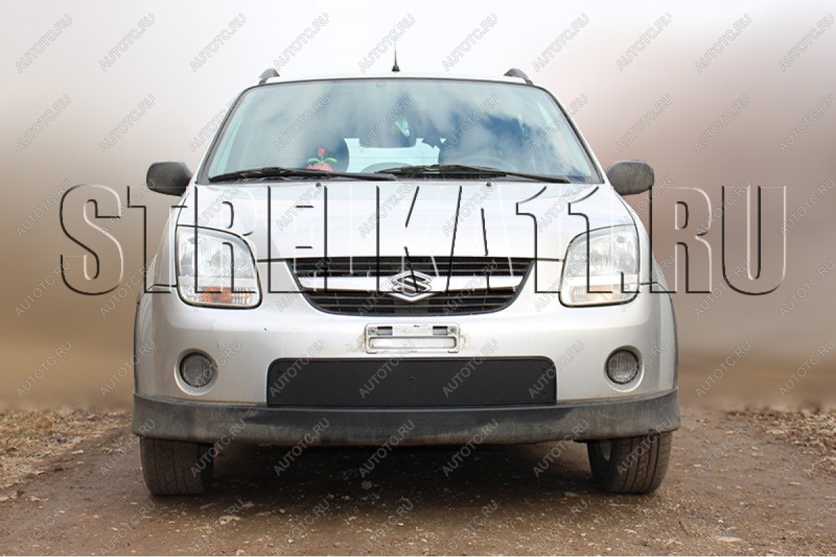 799 р. Зимняя заглушка решетки радиатора Стрелка11  Suzuki Ignis (2003-2008) (черная)  с доставкой в г. Таганрог