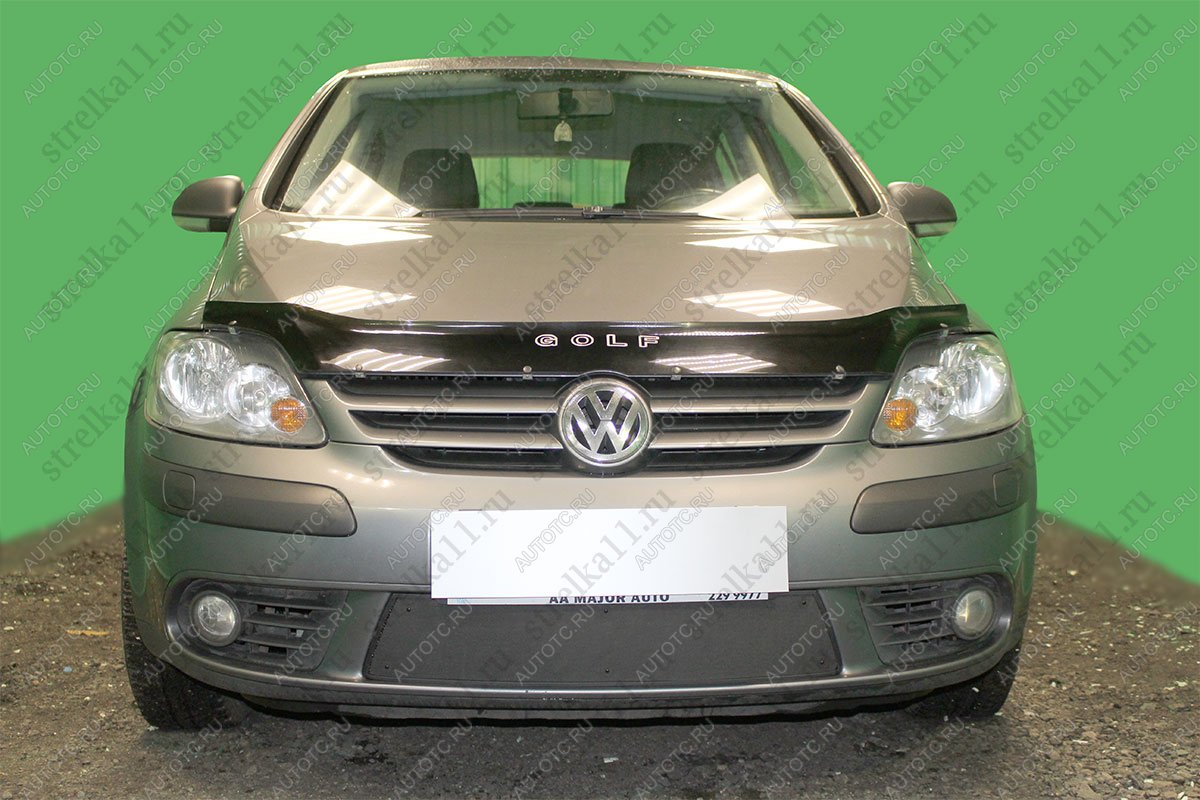 799 р. Зимняя заглушка решетки радиатора Стрелка11  Volkswagen Golf Plus  5 (2004-2009) (черная)  с доставкой в г. Таганрог