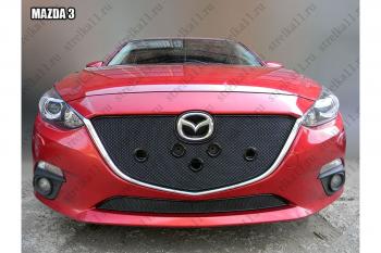 799 р. Зимняя заглушка решетки радиатора (низ) премиум Стрелка11  Mazda 3/Axela  BM (2013-2016) дорестайлинг седан, дорестайлинг, хэтчбэк (черная)  с доставкой в г. Таганрог. Увеличить фотографию 1