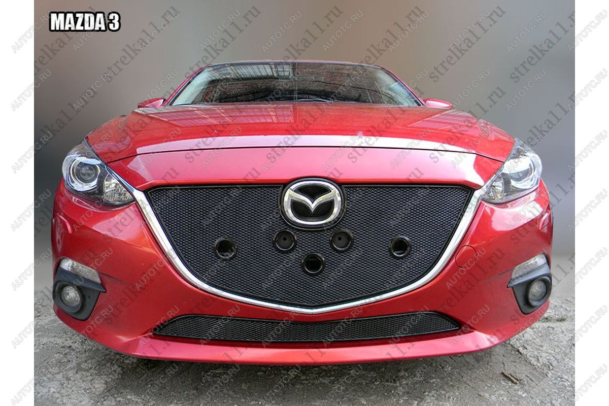 799 р. Зимняя заглушка решетки радиатора (низ) премиум Стрелка11 Mazda 3/Axela BM дорестайлинг седан (2013-2016) (черная)  с доставкой в г. Таганрог