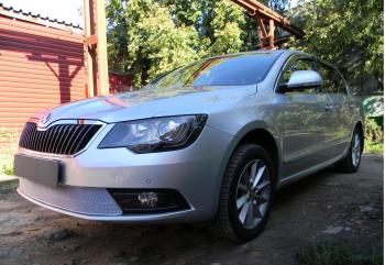 5 399 р. Защита радиатора Стрелка11 PREMIUM Skoda Superb B6 (3T5) универсал рестайлинг (2013-2015) (хром)  с доставкой в г. Таганрог. Увеличить фотографию 2