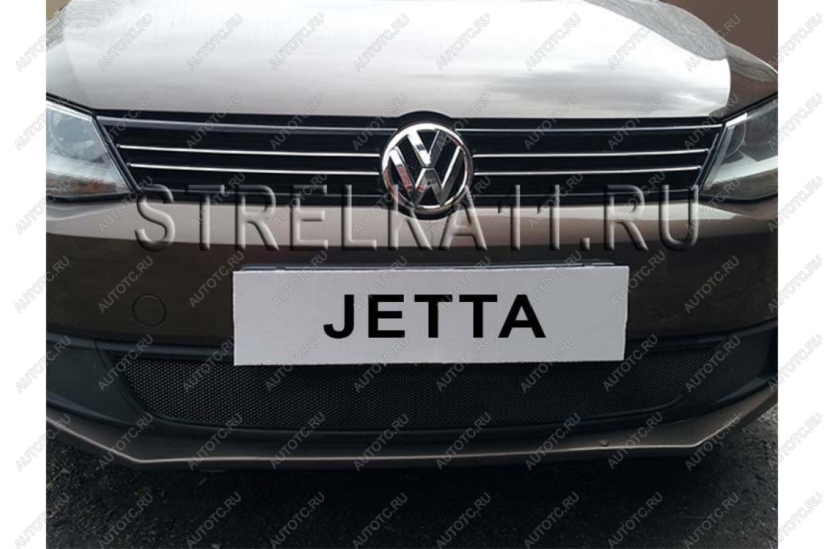 4 649 р. Защита радиатора Стрелка11 PREMIUM Volkswagen Jetta A6 седан дорестайлинг (2011-2015) (черная)  с доставкой в г. Таганрог