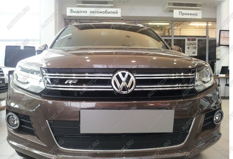 11 549 р. Защита радиатора (низ с парктроником) Стрелка11 Премиум Volkswagen Tiguan Mk2 дорестайлинг (2016-2020) (хром)  с доставкой в г. Таганрог