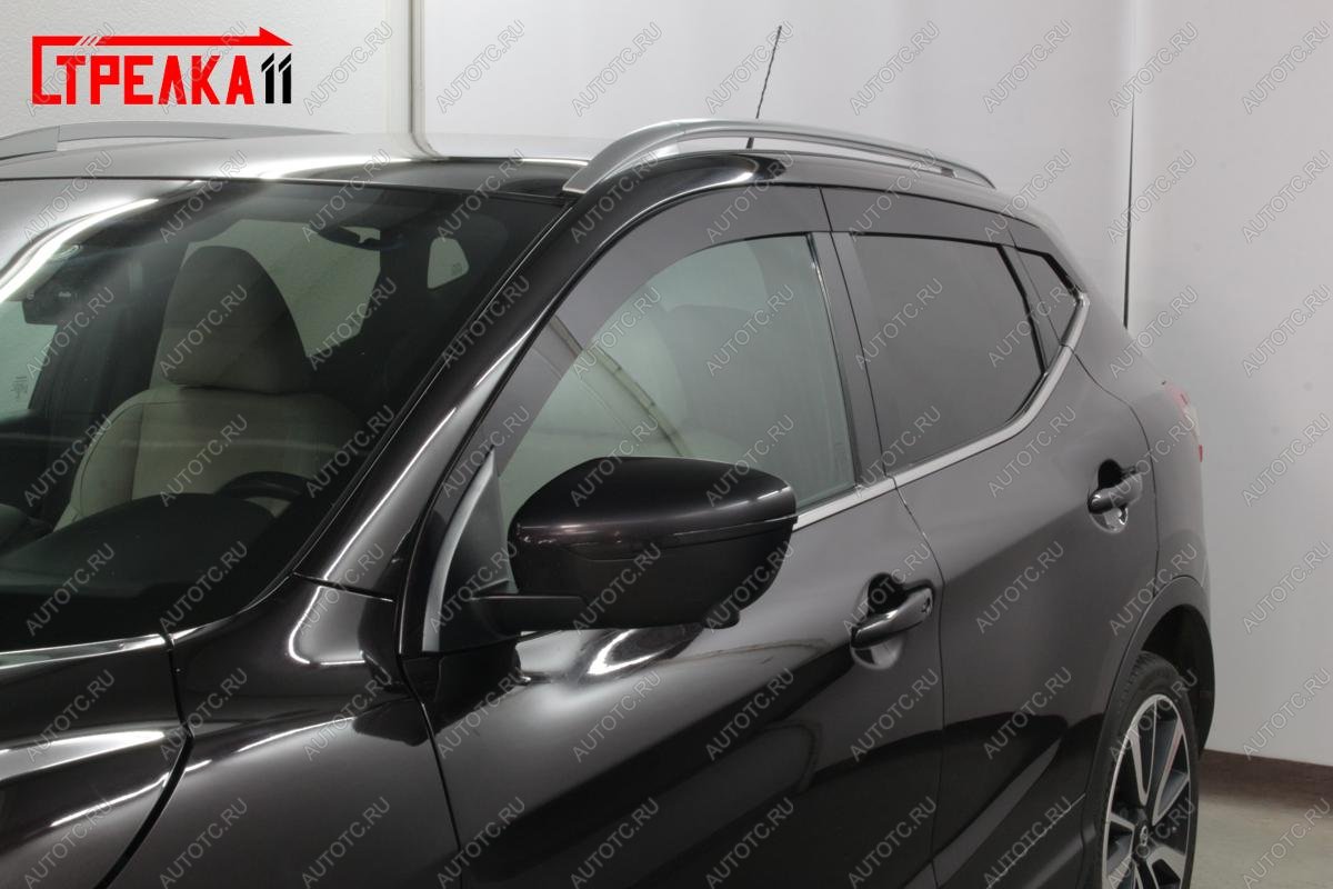 4 899 р. Дефлекторы окон 2D (прямой) Стрелка11  Nissan Qashqai  2 (2013-2019) J11 дорестайлинг (черные)  с доставкой в г. Таганрог