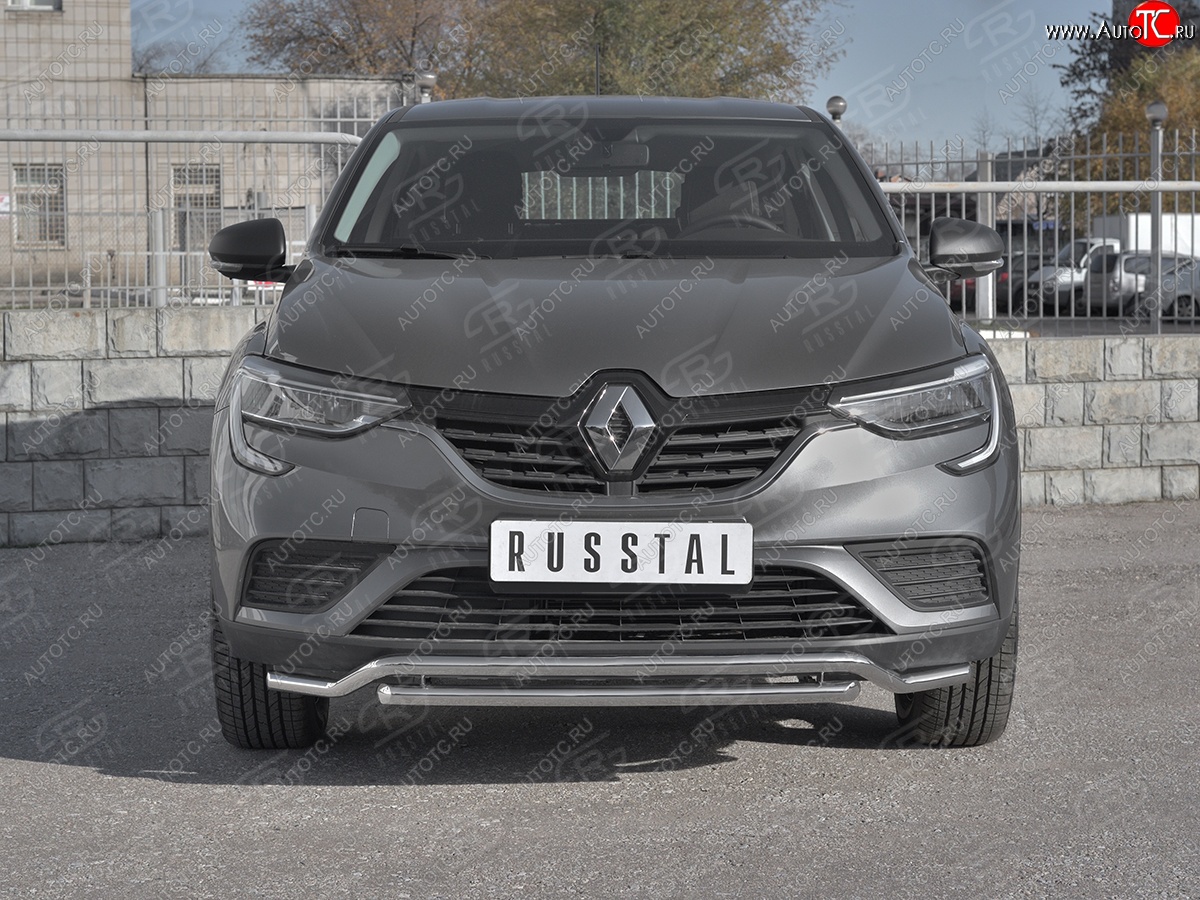 16 999 р. Защита переднего бампера (2 трубы Ø42 мм, нержавейка) SLITKOFF Renault Arkana (2019-2025)  с доставкой в г. Таганрог