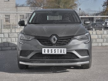 Защита переднего бампера (Ø 63 мм, нержавейка) SLITKOFF Renault Arkana (2019-2024)