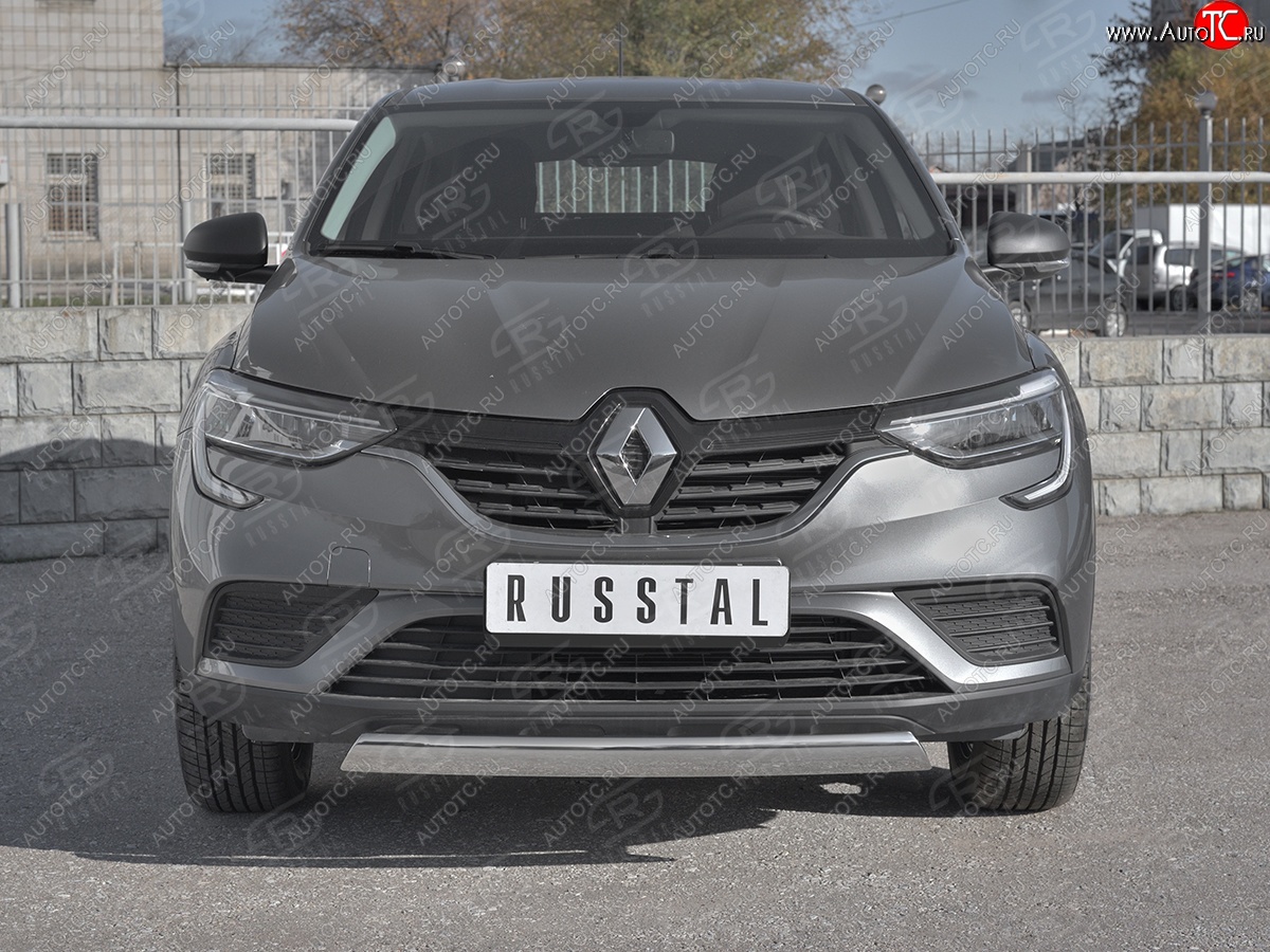 9 649 р. Защита переднего бампера (Ø75x42 мм, нержавейка) Russtal Renault Arkana (2019-2024)  с доставкой в г. Таганрог