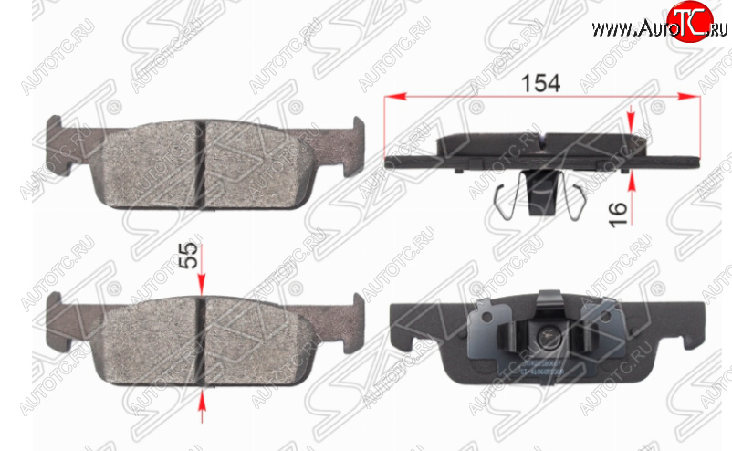 789 р. Комплект передних тормозных колодок SAT Renault Logan 2 дорестайлинг (2014-2018)  с доставкой в г. Таганрог
