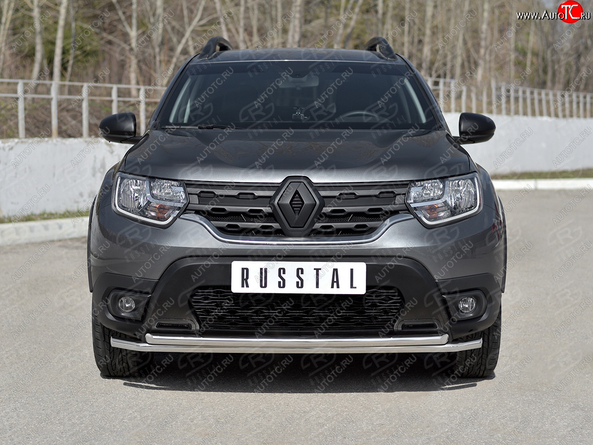 17 849 р. Защита переднего бампера (2 трубы Ø42 мм, нержавейка) SLITKOFF Renault Duster HM (2020-2024)  с доставкой в г. Таганрог