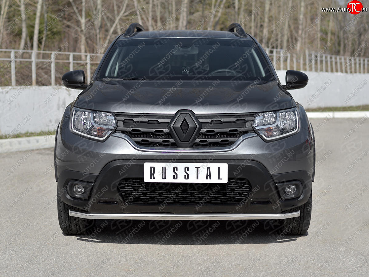 12 999 р. Защита переднего бампера (Ø42 мм, нержавейка) SLITKOFF Renault Duster HM (2020-2024)  с доставкой в г. Таганрог