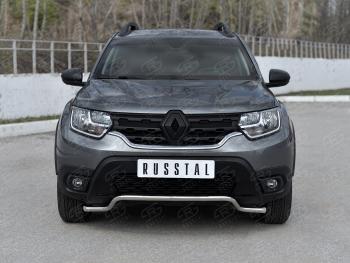 Защита переднего бампера (Ø42 мм волна, нержавейка) SLITKOFF Renault Duster HM (2020-2024)