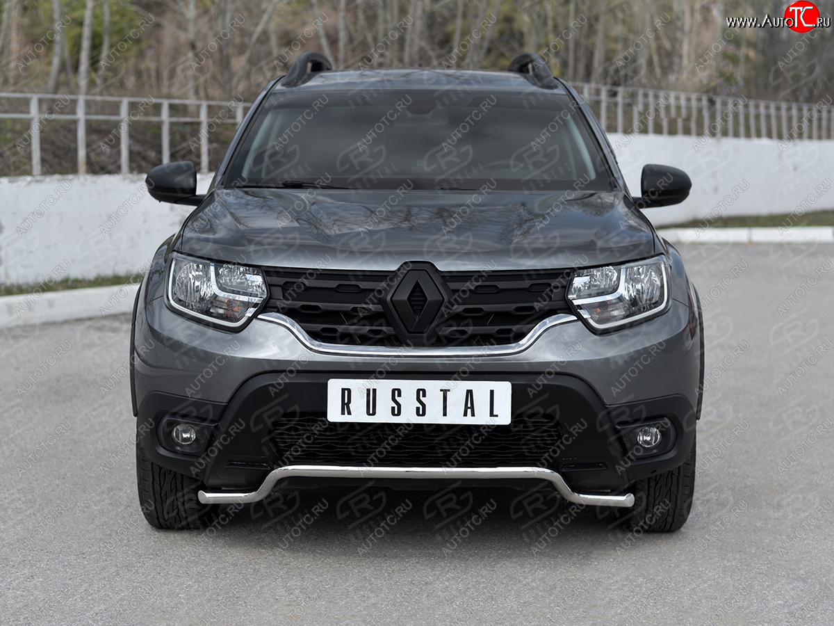 12 999 р. Защита переднего бампера (Ø42 мм волна, нержавейка) SLITKOFF Renault Duster HM (2020-2024)  с доставкой в г. Таганрог