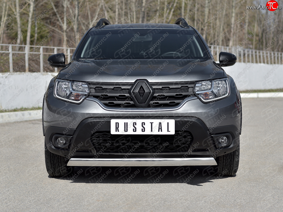 14 599 р. Защита переднего бампера (Ø75х42 мм, нержавейка) Russtal Renault Duster HM (2020-2024)  с доставкой в г. Таганрог