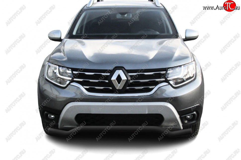 8 949 р. Защита переднего бампера Slitkoff (Ø57 мм).  Renault Duster  HM (2020-2024) (Сталь окрашенная, цвет черный)  с доставкой в г. Таганрог