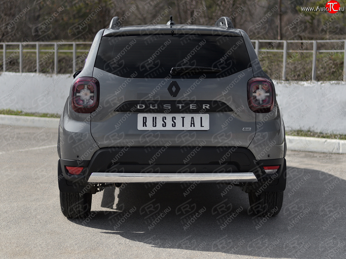 9 349 р. Защита заднего бампера (Ø75х42 мм, нержавейка) Russtal Renault Duster HM (2020-2024)  с доставкой в г. Таганрог