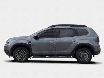 Защита порогов (Ø76 мм, с проступью) SLITKOFF Renault Duster HM (2020-2024)