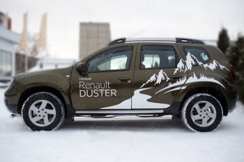 24 999 р. Пороги труба d76 с накладкой SLITKOFF (чёрные V2) Renault Duster HS рестайлинг (2015-2021)  с доставкой в г. Таганрог. Увеличить фотографию 3