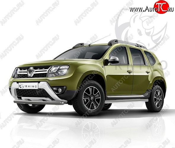 7 349 р. Защита переднего бампера (Ø63 мм, окрашенная) SLITKOFF  Renault Duster  HS (2015-2021) рестайлинг (серебро)  с доставкой в г. Таганрог