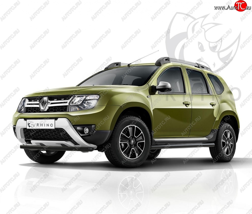 9 199 р. Защита переднего бампера (Ø63 мм, окрашенная) SLITKOFF Renault Duster HS рестайлинг (2015-2021) (черный)  с доставкой в г. Таганрог