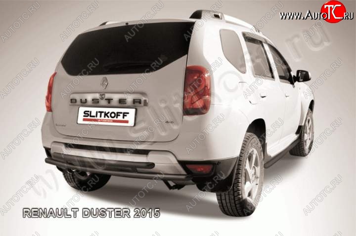 6 999 р. Защита задняя Slitkoff Renault Duster HS рестайлинг (2015-2021) (Цвет: серебристый)  с доставкой в г. Таганрог