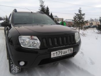 3 699 р. Решётка радиатора Sport Renault Duster HS дорестайлинг (2010-2015) (Неокрашенная)  с доставкой в г. Таганрог. Увеличить фотографию 7