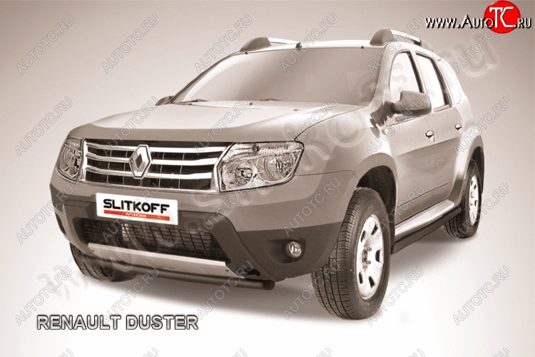 6 849 р. Защита переднего бампер Slitkoff  Renault Duster  HS (2010-2015) дорестайлинг (Цвет: серебристый)  с доставкой в г. Таганрог