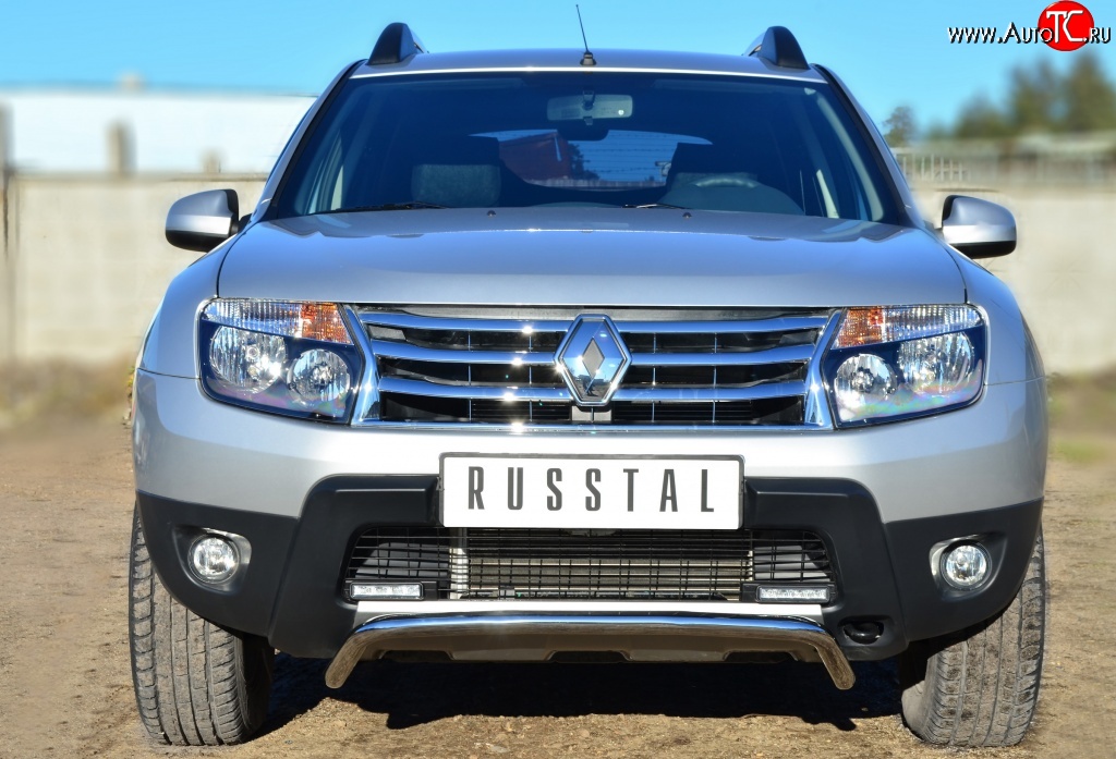 14 899 р. Защита переднего бампера (Ø42 мм, нержавейка, 4х4) SLITKOFF Renault Duster HS дорестайлинг (2010-2015)  с доставкой в г. Таганрог