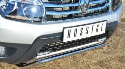 14 899 р. Защита переднего бампера (Ø42 мм, нержавейка, 4х4) SLITKOFF Renault Duster HS дорестайлинг (2010-2015)  с доставкой в г. Таганрог. Увеличить фотографию 2