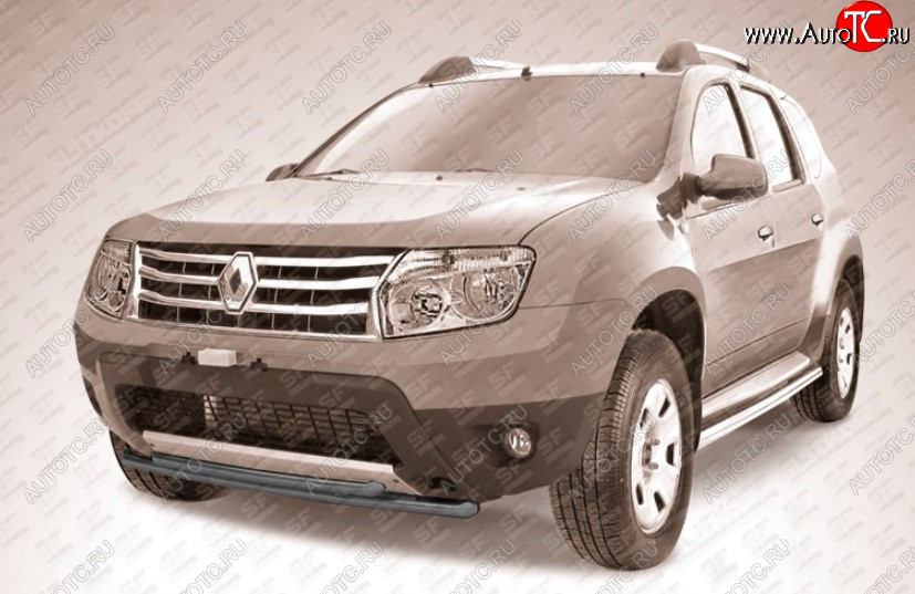 7 999 р. Защита переднего бампера Slitkoff (Ø 42+Ø 42, двойная).  Renault Duster  HS (2010-2015) дорестайлинг (Сталь с полимерным покрытием. Цвет: черный)  с доставкой в г. Таганрог