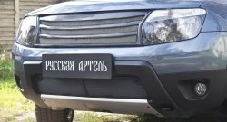 Защитная сетка решетки переднего бампера (с обвесом без дхо) РА Renault Duster HS дорестайлинг (2010-2015)