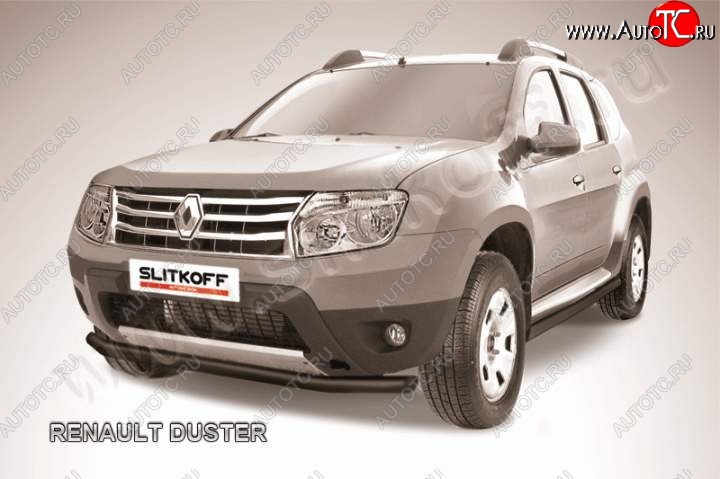 6 499 р. Защита переднего бампер Slitkoff Renault Duster HS дорестайлинг (2010-2015) (Цвет: серебристый)  с доставкой в г. Таганрог