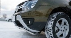 12 599 р. Защита переднего бампера (Ø42 мм волна, нержавейка) SLITKOFF Renault Duster HS рестайлинг (2015-2021)  с доставкой в г. Таганрог. Увеличить фотографию 3