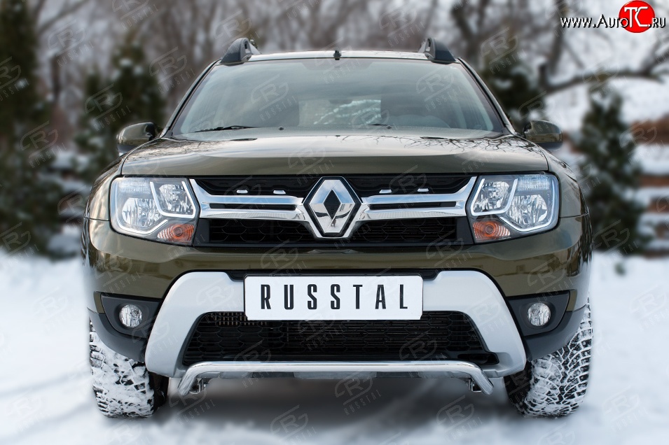 12 599 р. Защита переднего бампера (Ø42 мм волна, нержавейка) SLITKOFF Renault Duster HS рестайлинг (2015-2021)  с доставкой в г. Таганрог