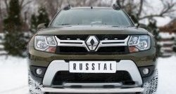 Одинарная защита переднего бампера диаметром 63 мм (рестайлинг) SLITKOFF Renault Duster HS дорестайлинг (2010-2015)