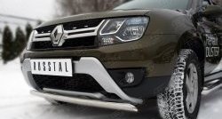 15 299 р. Защита переднего бампера (Ø75х42 мм, нержавейка) SLITKOFF Renault Duster HS рестайлинг (2015-2021)  с доставкой в г. Таганрог. Увеличить фотографию 2