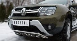 20 699 р. Защита переднего бампера (Ø42 мм с зубами, нержавейка) SLITKOFF Renault Duster HS рестайлинг (2015-2021)  с доставкой в г. Таганрог. Увеличить фотографию 2