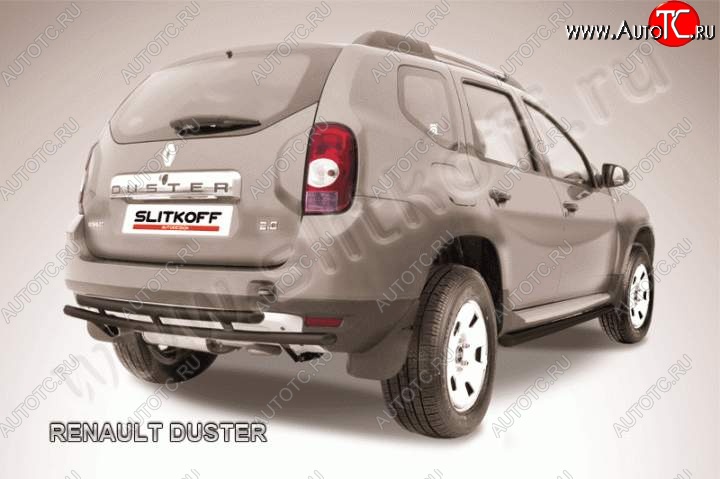 6 349 р. Защита задняя Slitkoff  Renault Duster  HS (2010-2015) дорестайлинг (Цвет: серебристый)  с доставкой в г. Таганрог