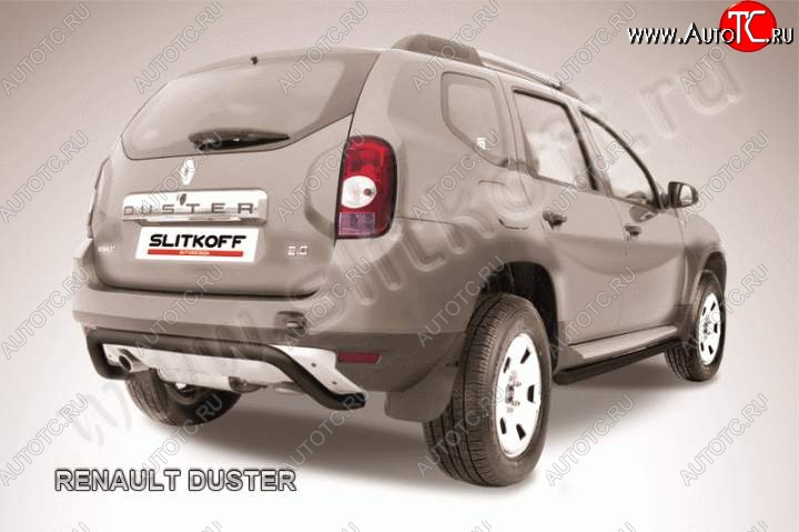 8 949 р. Защита задняя Slitkoff Renault Duster HS дорестайлинг (2010-2015) (Цвет: серебристый)  с доставкой в г. Таганрог