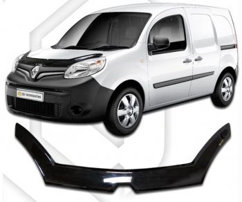 2 599 р. Дефлектор капота CA-Plastiс exclusive  Renault Kangoo  KW0 (2013-2016) рестайлинг (Classic черный, Без надписи)  с доставкой в г. Таганрог. Увеличить фотографию 1